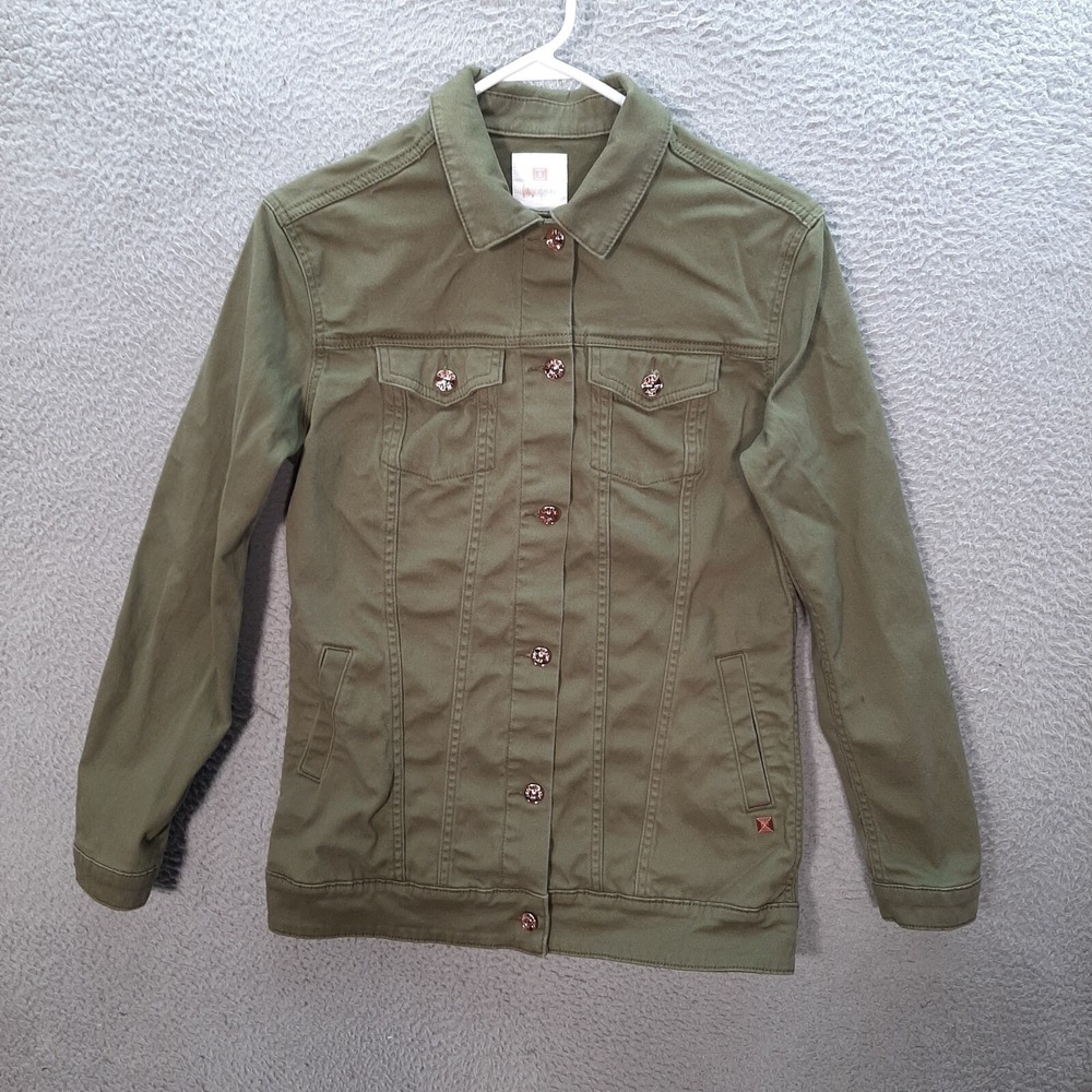 Lularoe‎ Jacket Womens Small Green Military Army Utility Stretch Preppy School